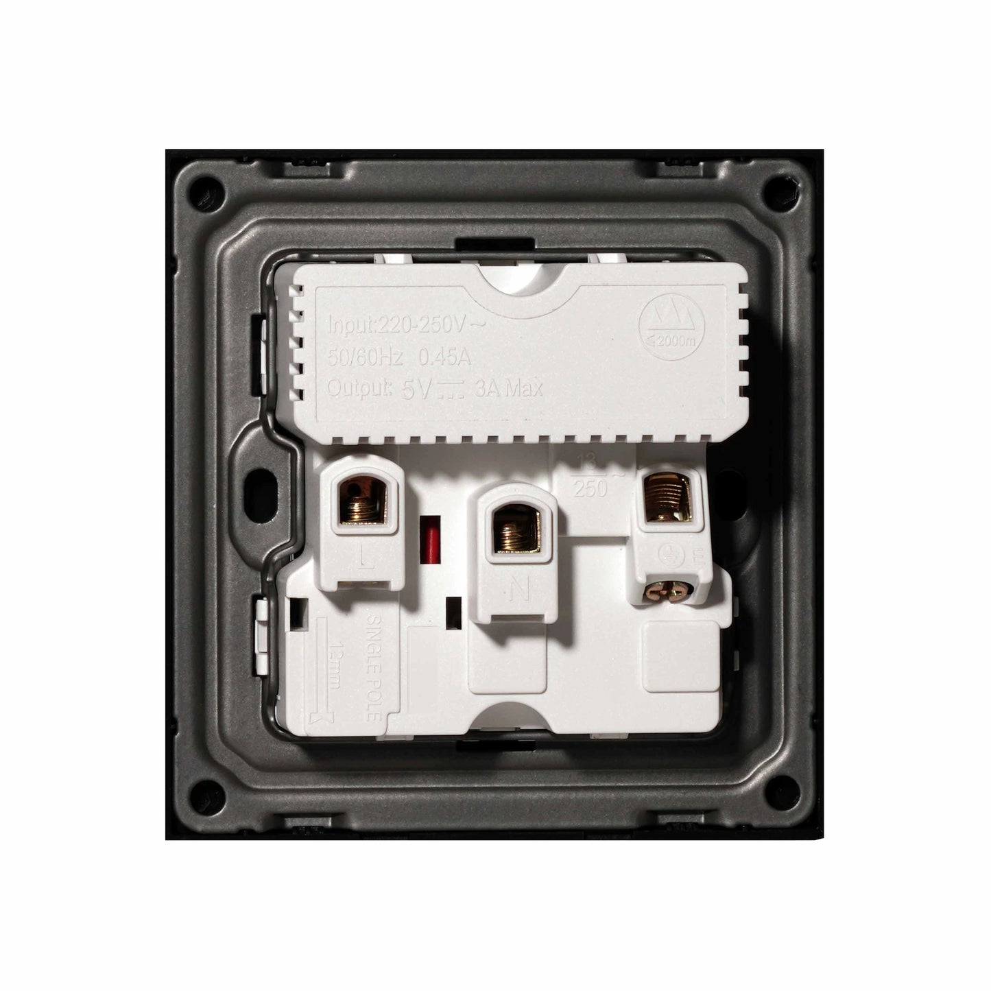 Single UK Socket 13A USB + Type-C (5V 2.1A) – Ultra Thin Plastic