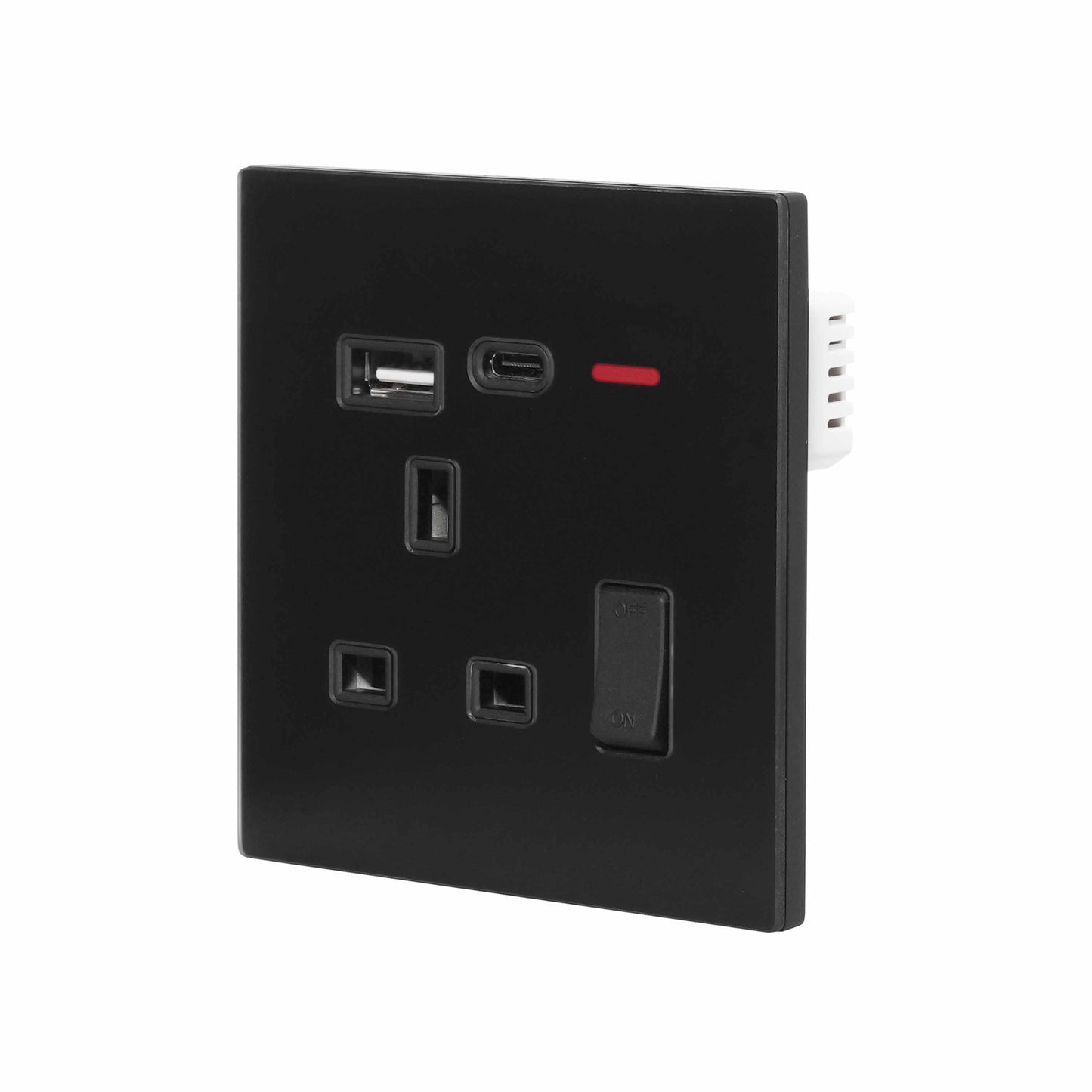 Single UK Socket 13A USB + Type-C (5V 2.1A) – Ultra Thin Acrylic Glass