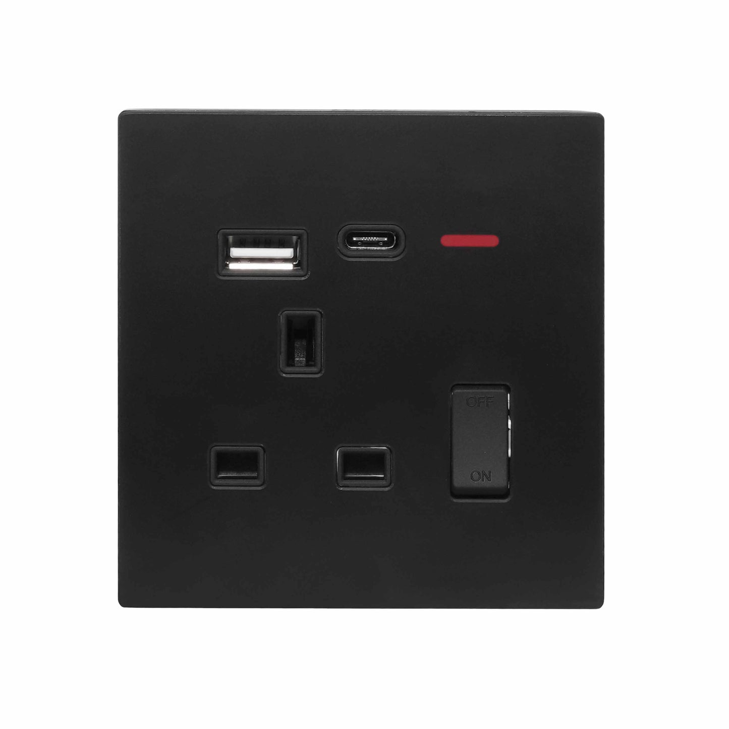 Single UK Socket 13A USB + Type-C (5V 2.1A) – Ultra Thin Acrylic Glass