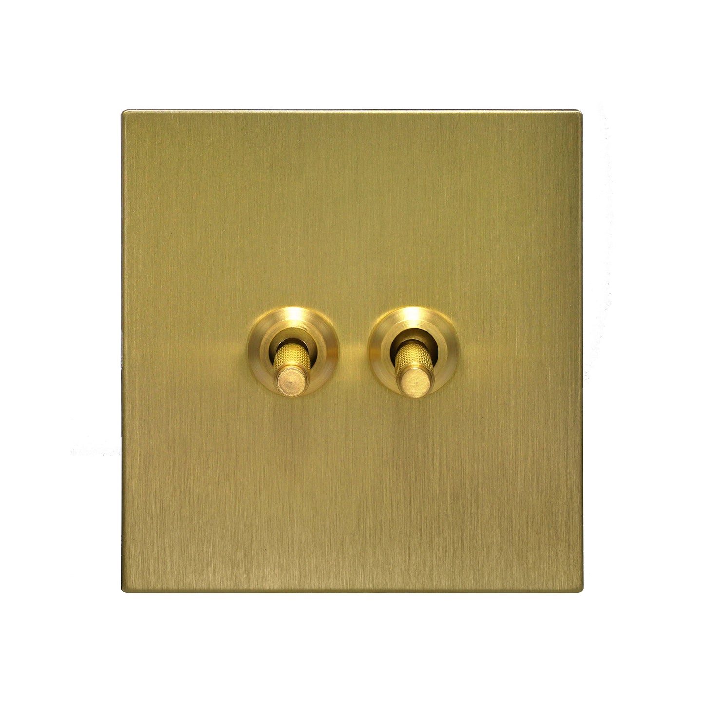 2 Gang 2 Way Switch – Knurled Toggle – Stainless Steel / Copper
