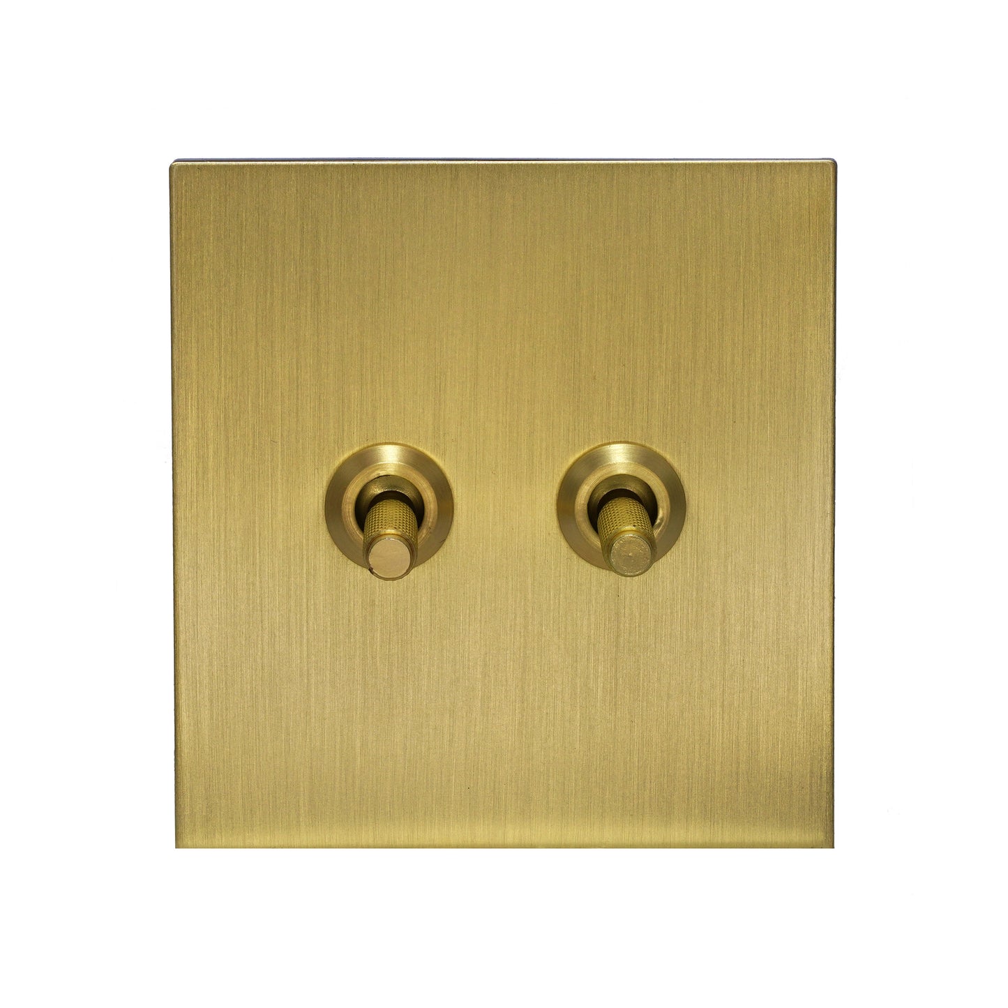2 Gang 2 Way Switch – Knurled Toggle – Stainless Steel / Copper
