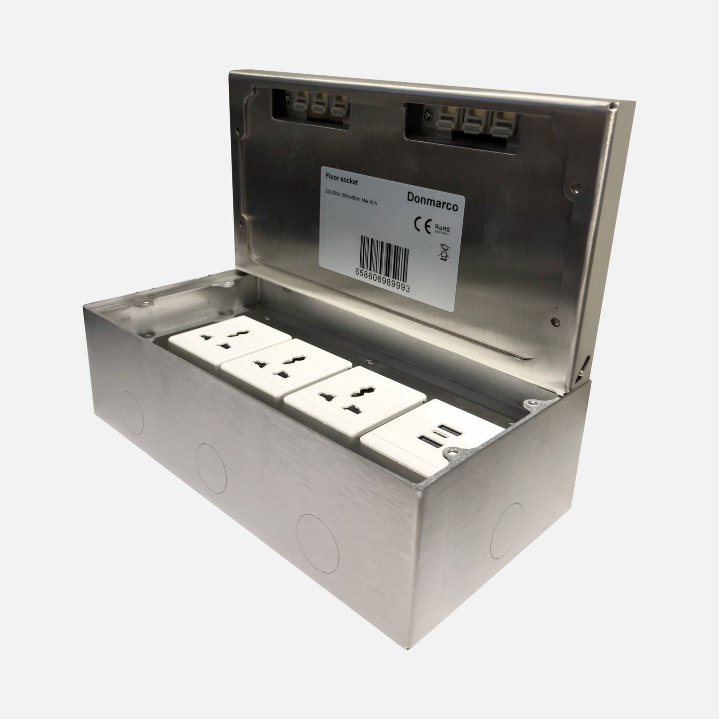 Floor Socket With Tile Insert Cover | 3 Universal Power + USB Charging