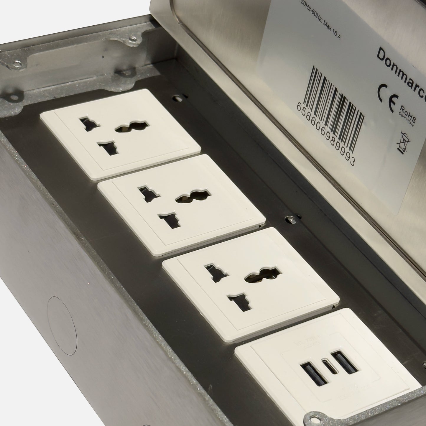 Floor Socket With Tile Insert Cover | 3 Universal Power + USB Charging