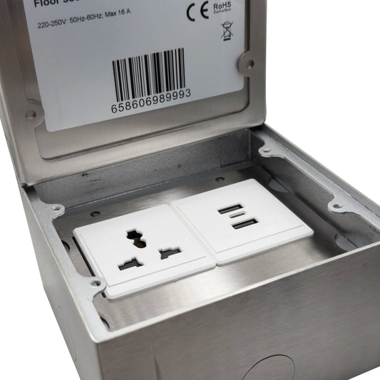 Floor Socket With Tile Insert Cover | Universal Power + USB AC charging 2003