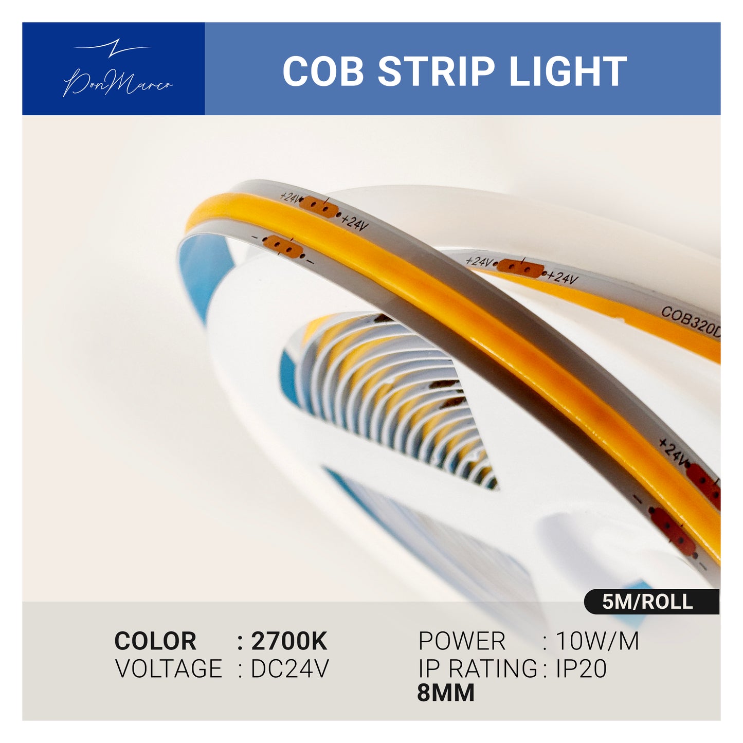 COB Strip Light - 5M Roll-DC-24V