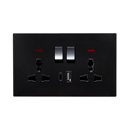 Double MF Socket 13A – USB + Type-C (5V 2.1A) – Ultra Thin Acrylic Glass