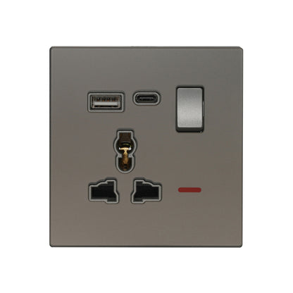 Single MF Socket 13A USB + Type-C (5V 2.1A) – Ultra Thin Acrylic Glass