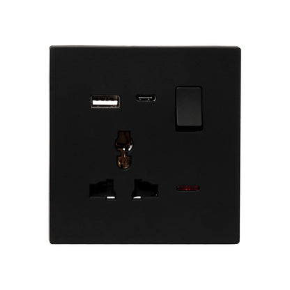 Single MF Socket 13A USB + Type-C (5V 2.1A) – Ultra Thin Plastic