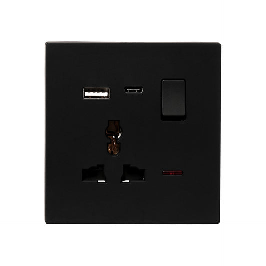 Single MF Socket 13A USB + Type-C (5V 2.1A) – Ultra Thin Plastic