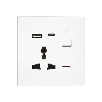 Single MF Socket 13A USB + Type-C (5V 2.1A) – Ultra Thin Plastic