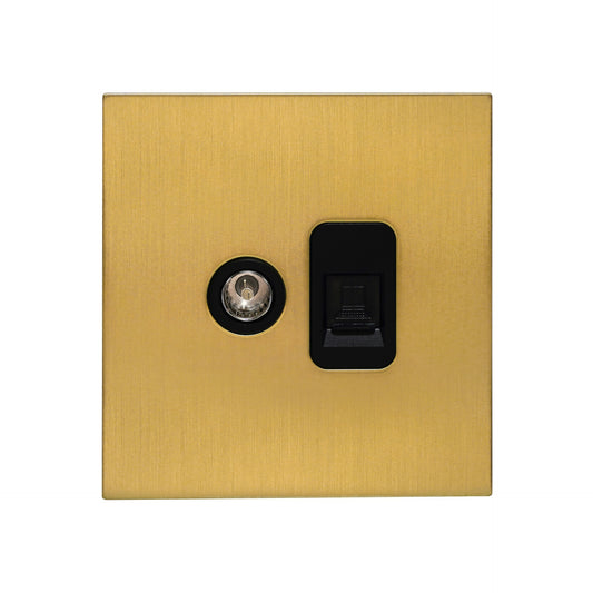 TV + Computer Socket – Stainless Steel