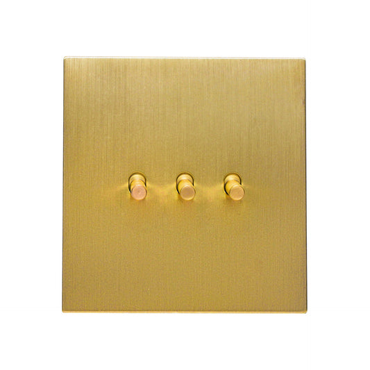 3 Gang 2 Way Switch – Plain Toggle – Stainless Steel / Copper