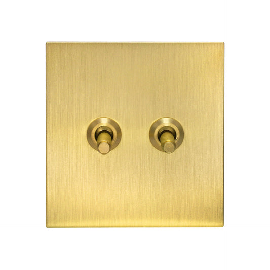 2 Gang Intermediate Switch – Knurled Toggle – Stainless Steel / Copper