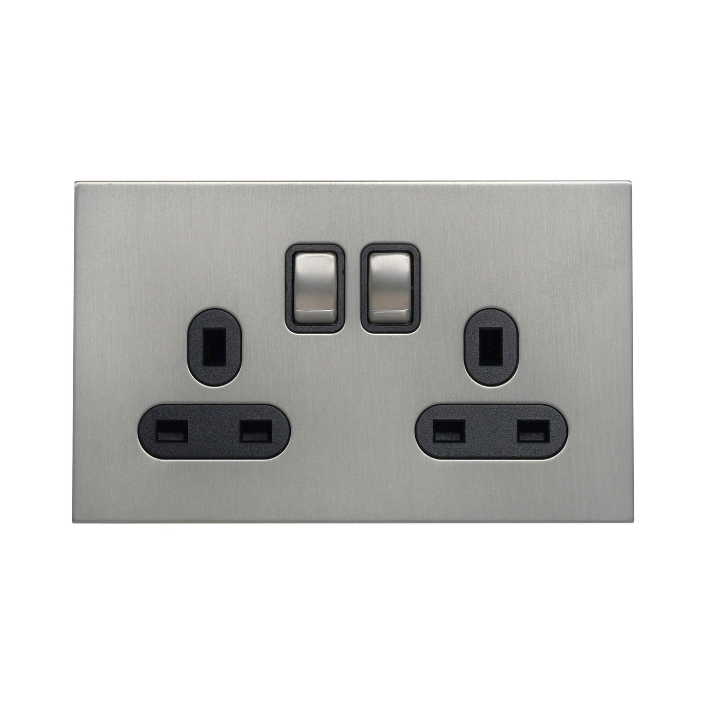Double UK Socket 13A – On/Off – Stainless Steel