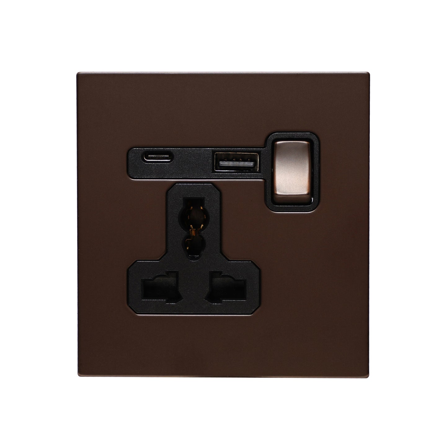 Single MF Socket 13A – On/Off + USB + Type-C – Stainless Steel