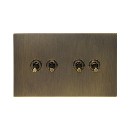 4 Gang 2 Way Switch (148) – Knurled Toggle – Stainless Steel / Copper