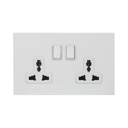 Double MF Socket 13A – On/Off – Stainless Steel