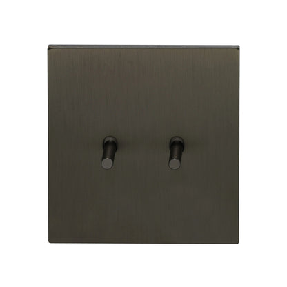 2 Gang Intermediate Switch – Plain Toggle – Stainless Steel / Copper