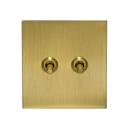 2 Gang Intermediate Switch – Knurled Toggle – Stainless Steel / Copper
