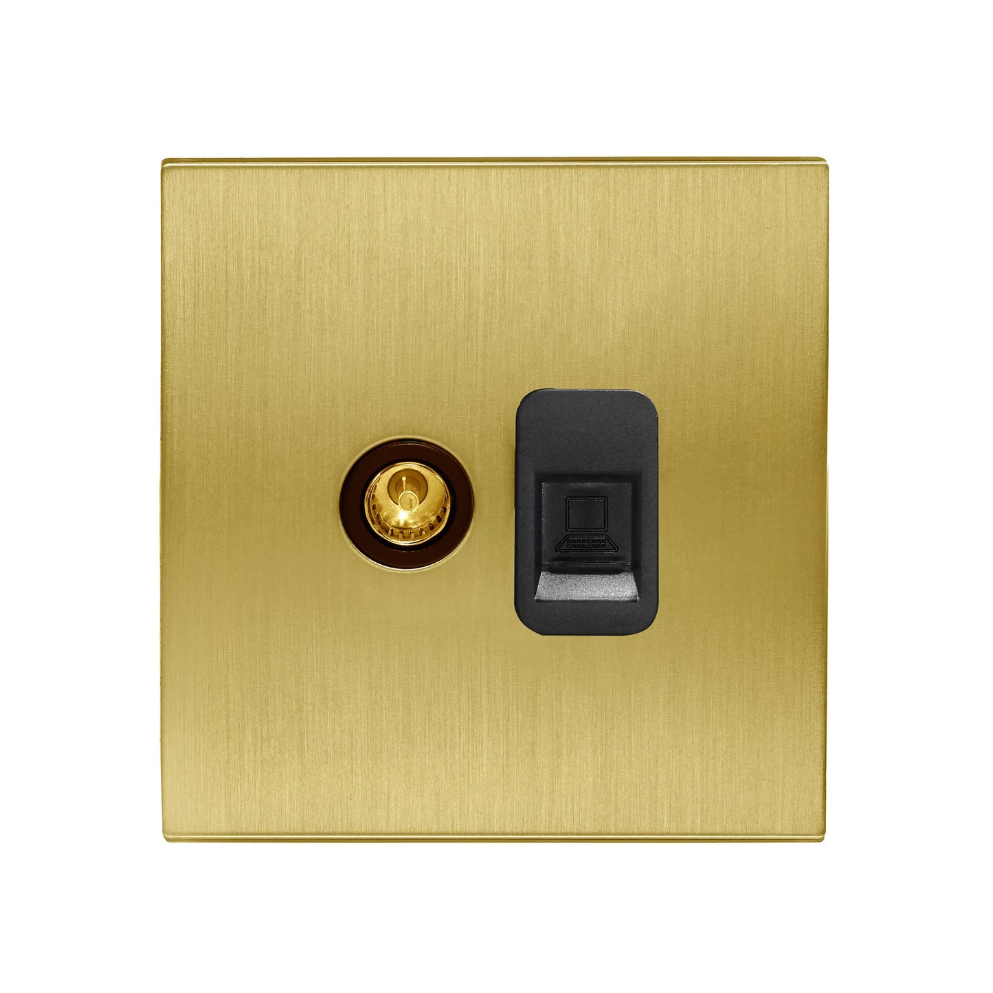 TV + Computer Socket – Stainless Steel