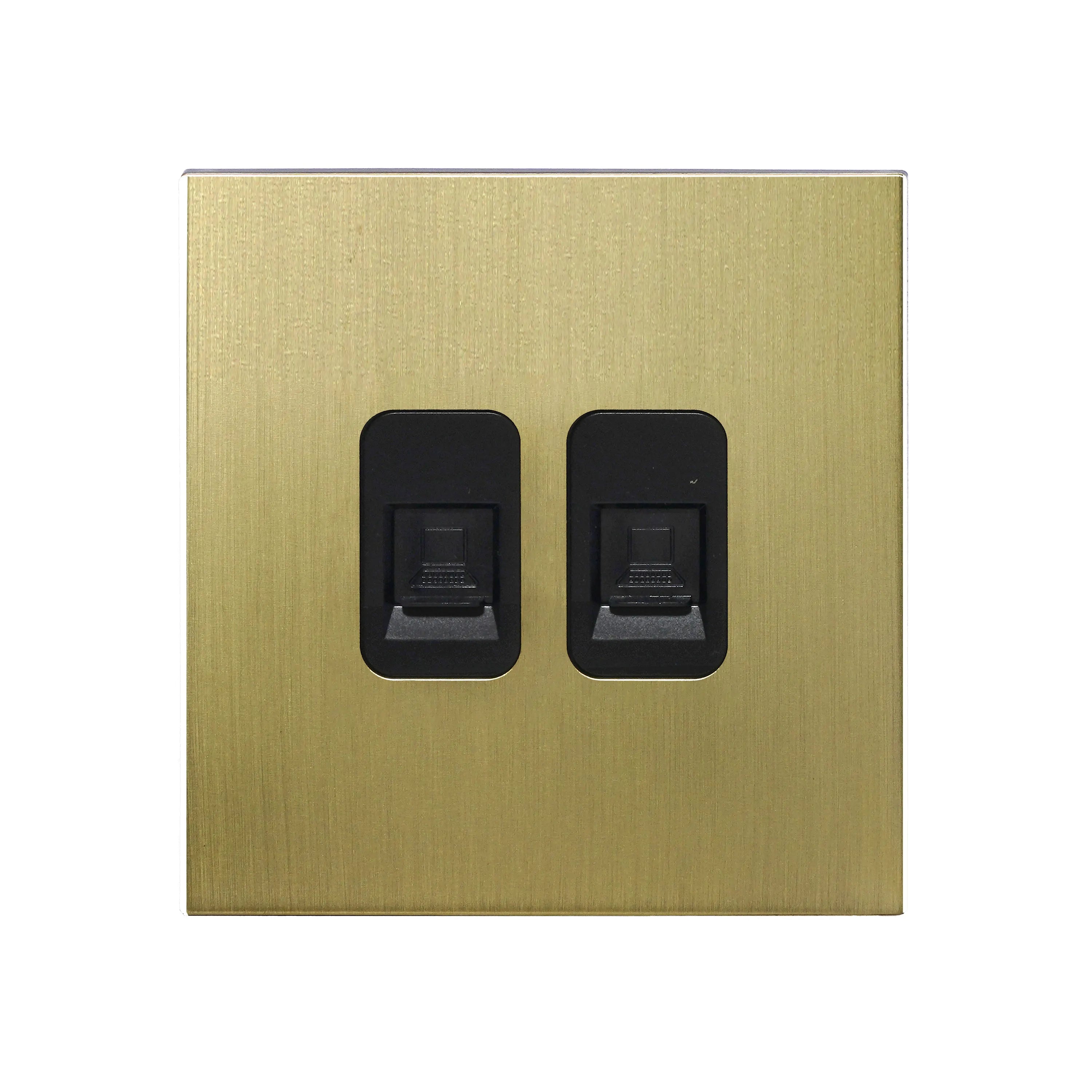 Double Computer Socket – Stainless Steel – DonMarco Electrical Fittings LLC