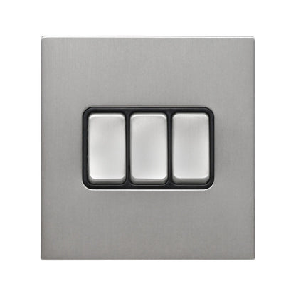3 Gang 2 Way Switch – Rocker Button – Stainless Steel