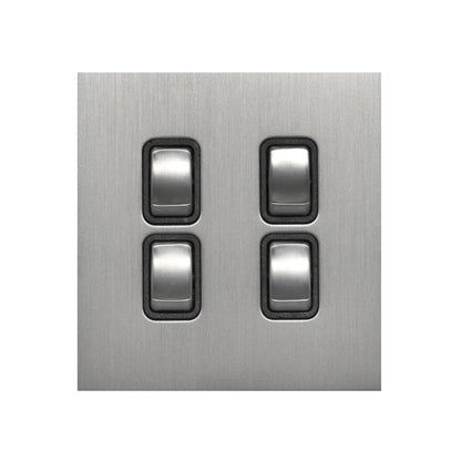 4 Gang 2 Way Switch (86) – Rocker Button – Stainless Steel