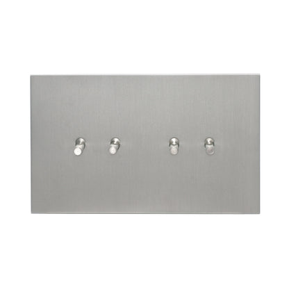 4 Gang 2 Way Switch (148) – Plain Toggle – Stainless Steel / Copper