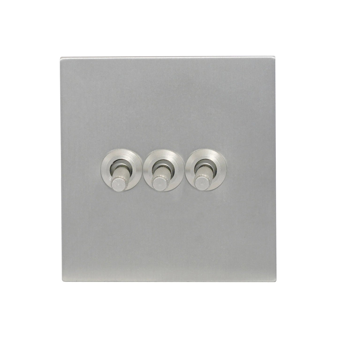 3 Gang 2 Way Switch – Knurled Toggle – Stainless Steel / Copper