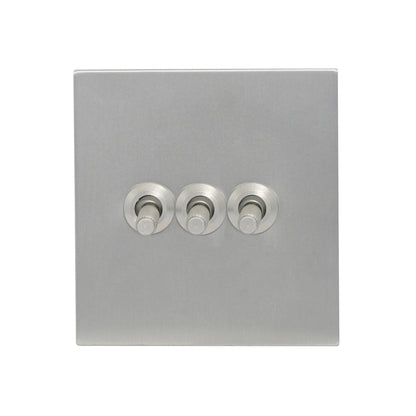 3 Gang 2 Way Switch – Knurled Toggle – Stainless Steel / Copper
