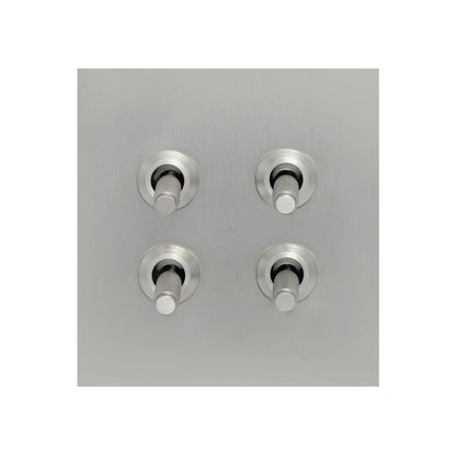 4 Gang 2 Way Switch (86) – Knurled Toggle – Stainless Steel / Copper