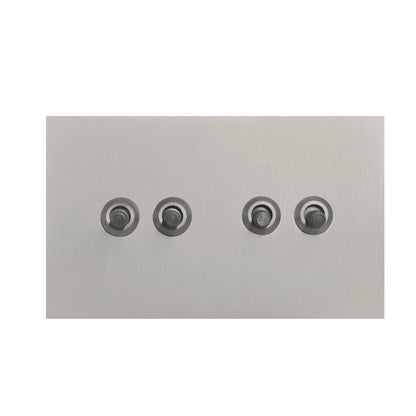 4 Gang 2 Way Switch (148) – Knurled Toggle – Stainless Steel / Copper