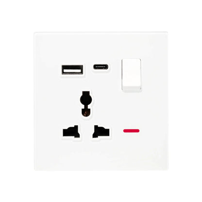 Single MF Socket 13A USB + Type-C (5V 2.1A) – Ultra Thin Acrylic Glass