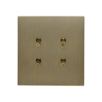 4 Gang 2 Way Switch (86) – Plain Toggle – Stainless Steel / Copper