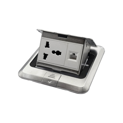 Floor Socket Pop Up |  Universal Power + Computer socket (RJ45/CAT6)