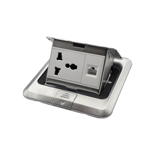 Floor Socket Pop Up |  Universal Power + Computer socket (RJ45/CAT6)
