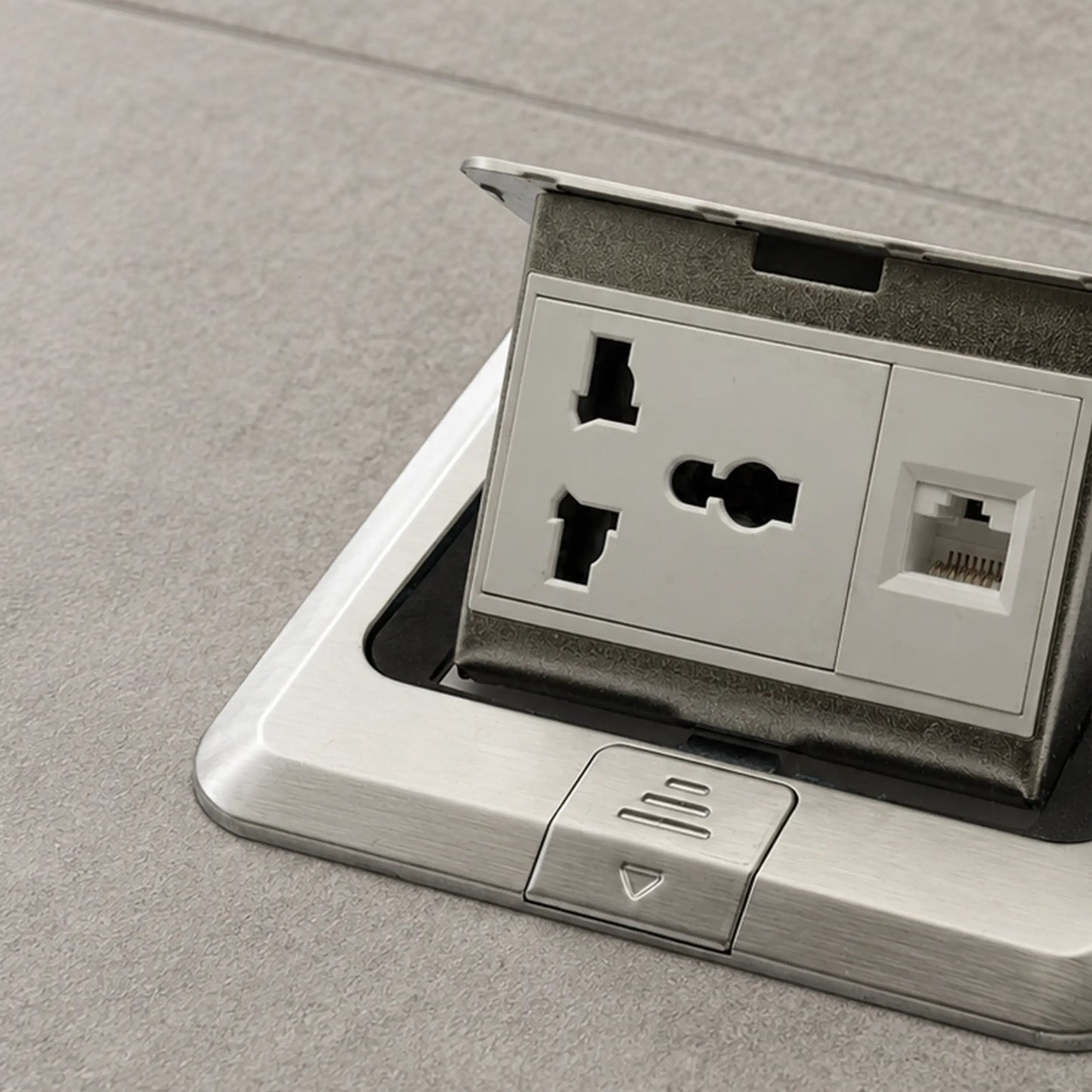 Floor Socket Pop Up |  Universal Power + Computer socket (RJ45/CAT6)