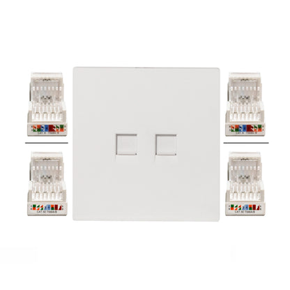 Double Computer Socket – (RJ45/CAT6) – Ultra Thin Plastic