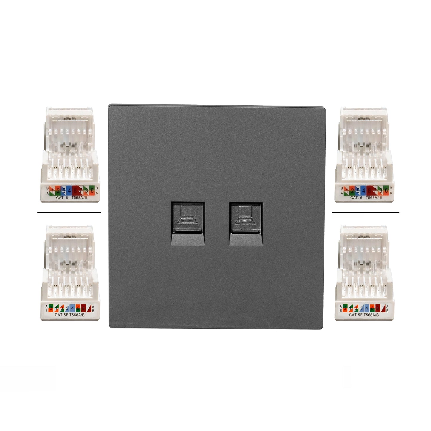 Double Computer Socket – (RJ45/CAT6) – Ultra Thin Plastic