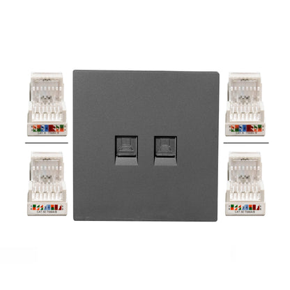Double Computer Socket – (RJ45/CAT6) – Ultra Thin Plastic