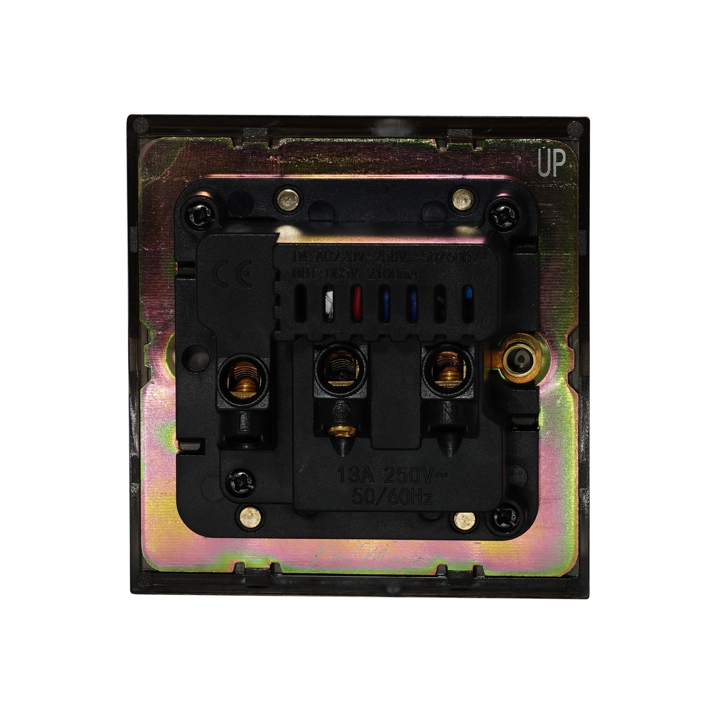 Single MF Socket 13A – On/Off + 2USB – Stainless Steel