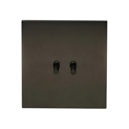 2 Gang Intermediate Switch – Plain Toggle – Stainless Steel / Copper