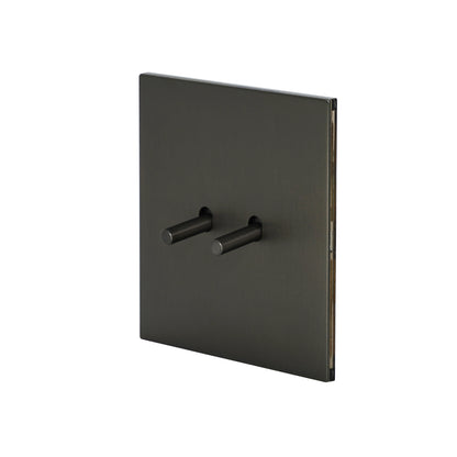 2 Gang Intermediate Switch – Plain Toggle – Stainless Steel / Copper