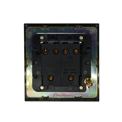 2 Gang 2 Way Switch – Plain Toggle – Stainless Steel / Copper