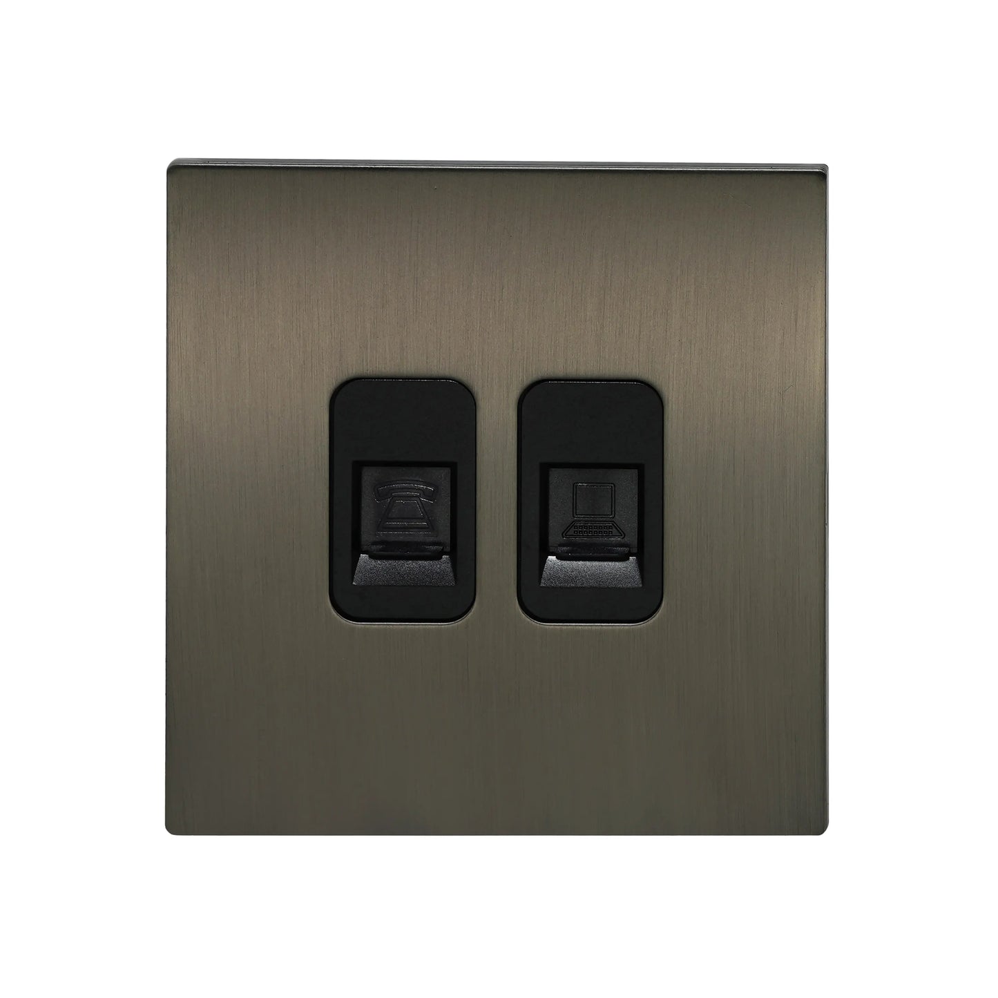 Tel + Computer Socket – Stainless Steel