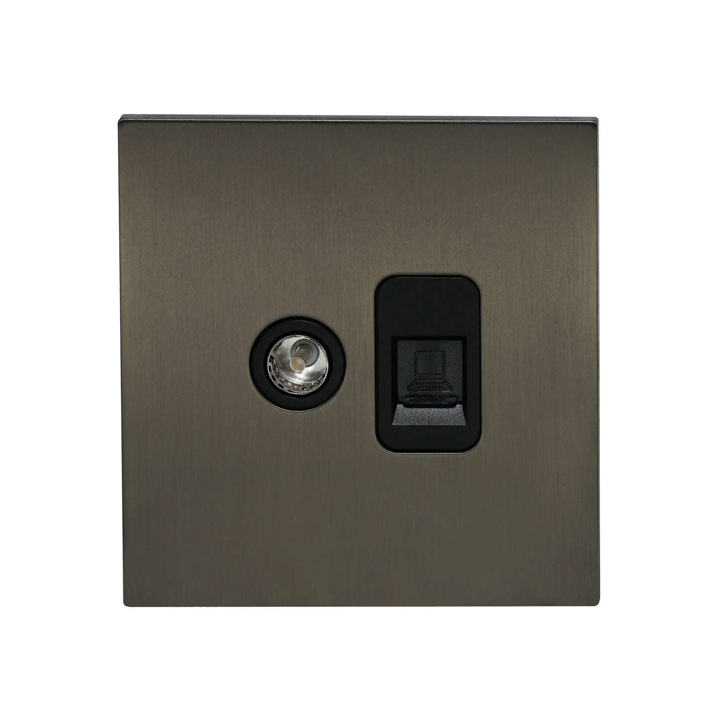 TV + Computer Socket – Stainless Steel