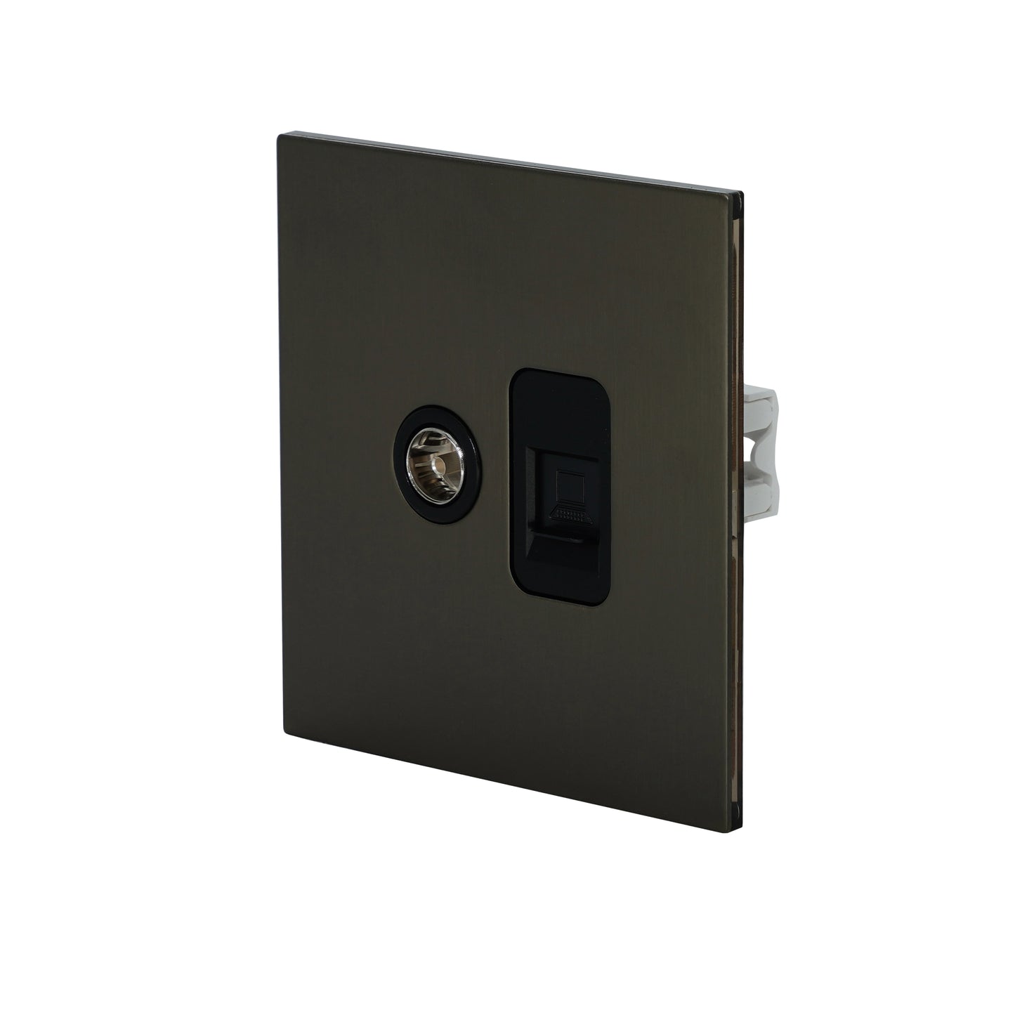 TV + Computer Socket – Stainless Steel