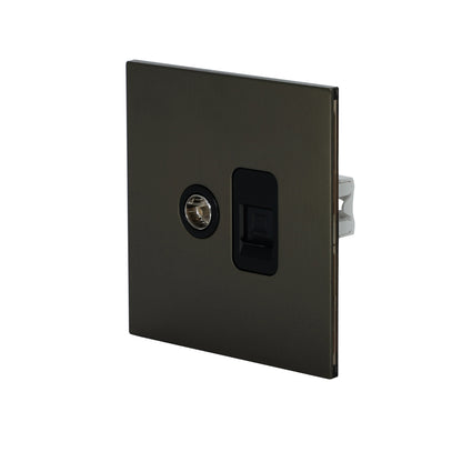 TV + Computer Socket – Stainless Steel