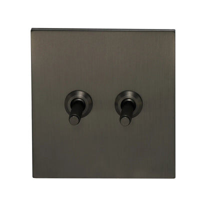 2 Gang Intermediate Switch – Knurled Toggle – Stainless Steel / Copper