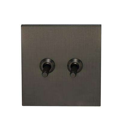 2 Gang Intermediate Switch – Knurled Toggle – Stainless Steel / Copper